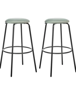 Set di 2 sgabelli da bar MORTON Velluto Verde menta
