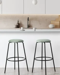 Set di 2 sgabelli da bar MORTON Velluto Verde menta