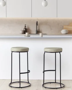 Set di 2 sgabelli da bar MILROY Pelle sintetica Grigio chiaro