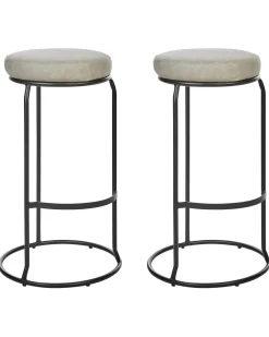 Set di 2 sgabelli da bar MILROY Pelle sintetica Grigio chiaro