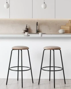 Set di 2 sgabelli da bar MORTON Velluto Marrone chiaro
