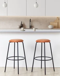 Set di 2 sgabelli da bar MORTON Velluto Arancione