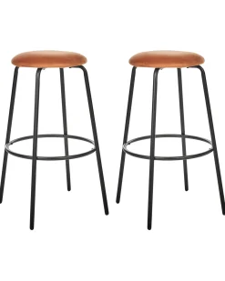 Set di 2 sgabelli da bar MORTON Velluto Arancione