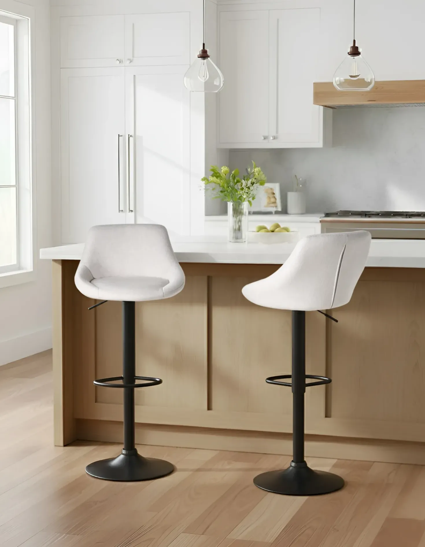 Set di 2 sgabelli da bar MEDULIN Tessuto Grigio chiaro