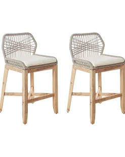 Set di 2 sgabelli da bar per giardino TALAMONE Legno d'acacia Beige