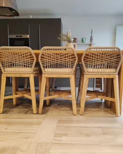 Set di 2 sgabelli da bar per giardino TALAMONE Legno d'acacia Beige