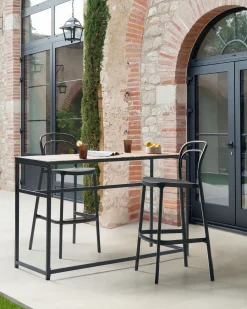Set di 2 sgabelli da bar per giardino PORANO Nero