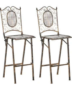 Set di 2 sgabelli da bar per giardino BORMIO Pieghevole Metallo Nero