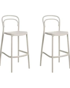 Set di 2 sgabelli da bar per giardino PORANO Beige