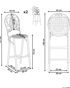 Set di 2 sgabelli da bar per giardino BIVIO Pieghevole Metallo Verde chiaro