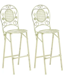Set di 2 sgabelli da bar per giardino BIVIO Pieghevole Metallo Verde chiaro