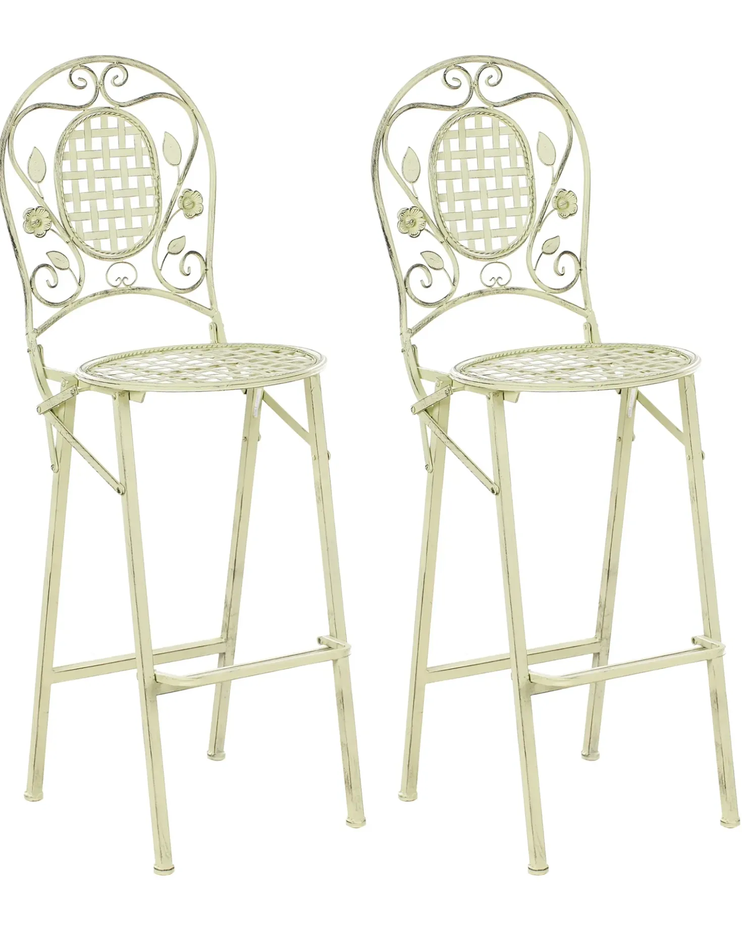 Set di 2 sgabelli da bar per giardino BIVIO Pieghevole Metallo Verde chiaro