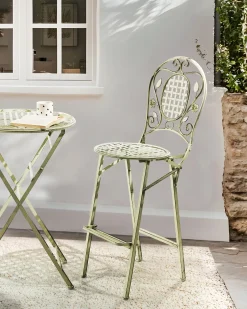 Set di 2 sgabelli da bar per giardino BIVIO Pieghevole Metallo Verde chiaro