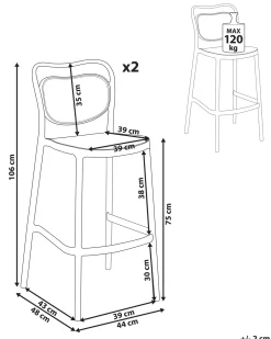 Set di 2 sgabelli da bar per giardino CELLENO Nero