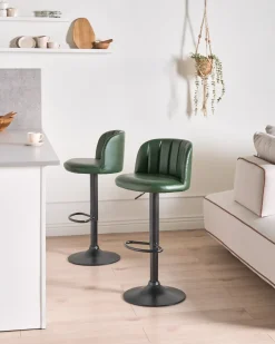 Set di 2 sgabelli da bar VLORE Pelle sintetica Verde scuro