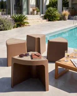 Set di 4 sgabelli da giardino EVROS Marrone