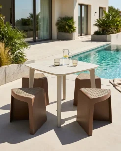 Set di 4 sgabelli da giardino EVROS Marrone