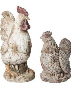 Set di 2 statue da giardino SPECCHIA Gallo Beige