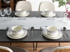 Set di 24 stoviglie AMCHUR Porcellana Bianco/Blu