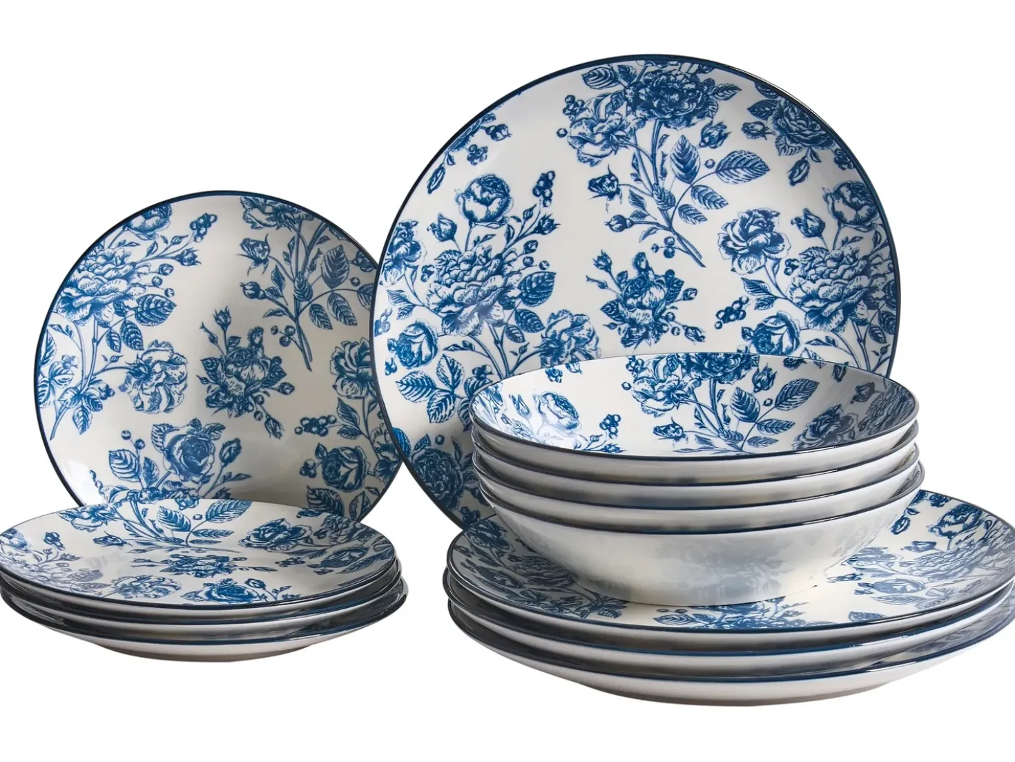 Set di 12 stoviglie BASIL Porcellana Blu