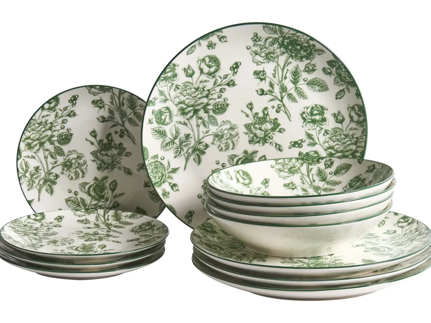 Set di 12 stoviglie BASIL Porcellana Verde