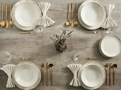 Set di 12 stoviglie CHAROLI Porcellana Bianco/Oro