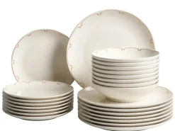 Set di 24 stoviglie CHAROLI Porcellana Bianco/Oro