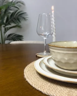 Set di 24 stoviglie CHIVES Gres porcellanato Beige chiaro
