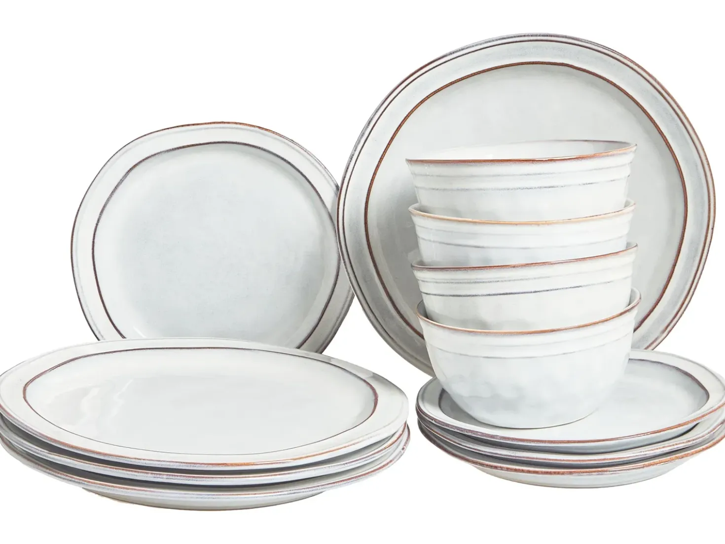 Set di 12 stoviglie CHIVES Gres porcellanato Grigio chiaro