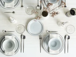 Set di 12 stoviglie CHIVES Gres porcellanato Grigio chiaro