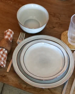 Set di 24 stoviglie CHIVES Gres porcellanato Grigio chiaro