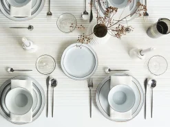 Set di 24 stoviglie CHIVES Gres porcellanato Grigio chiaro