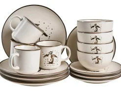 Set di 16 stoviglie CINNAMON Gres porcellanato Bianco sporco