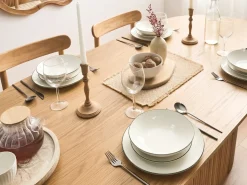 Set di 12 stoviglie CUMIN Porcellana Bianco sporco/Verde