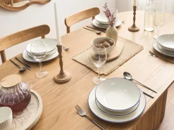 Set di 12 stoviglie CUMIN Porcellana Bianco sporco/Blu