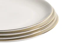Set di 12 stoviglie CUMIN Porcellana Bianco sporco / Oro