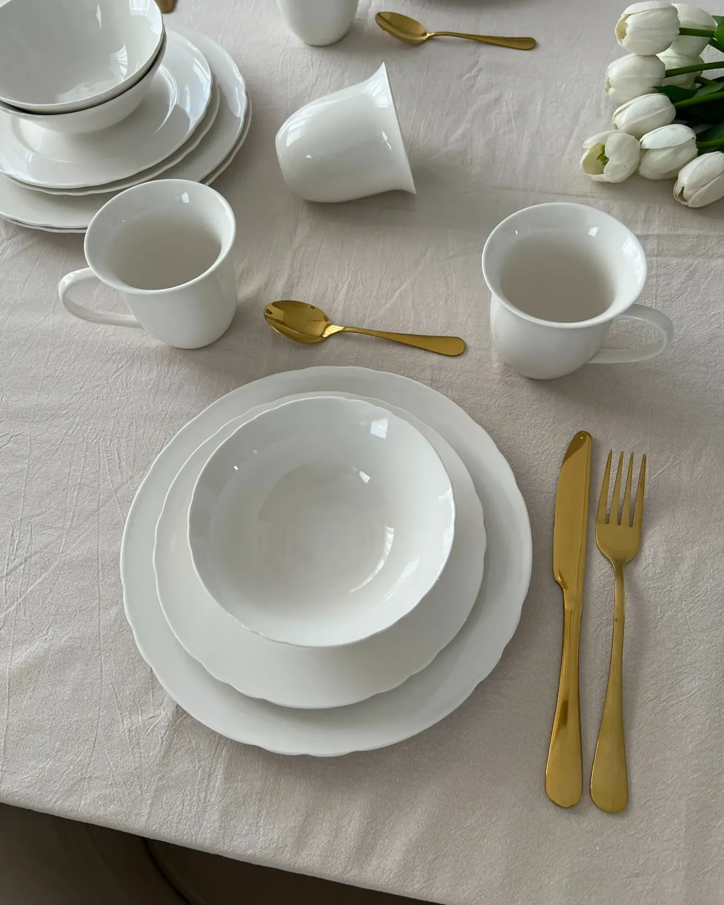 Set di 16 stoviglie ELDERBERRY Porcellana Bianco