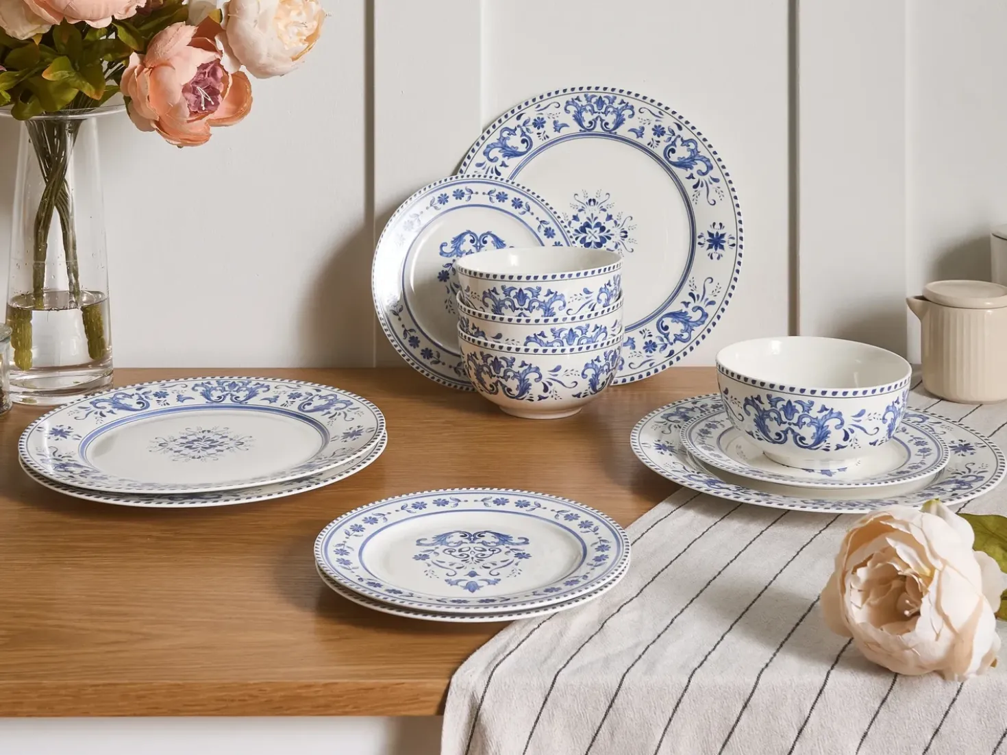Set di 24 stoviglie GALANGAL Porcellana Bianco/Blu