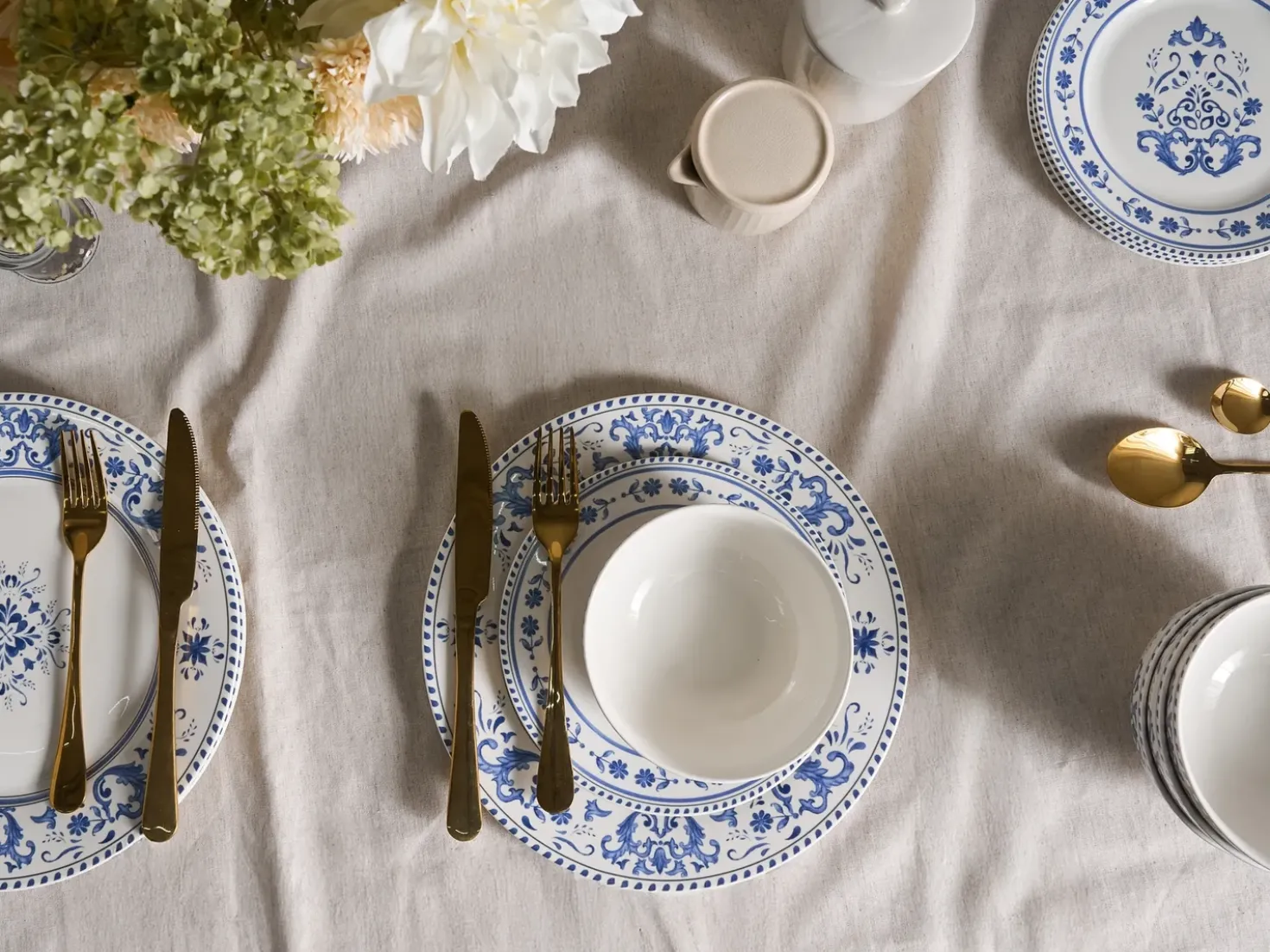 Set di 24 stoviglie GALANGAL Porcellana Bianco/Blu