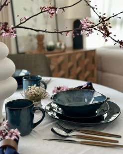 Set di 16 stoviglie HAWTHORN Gres porcellanato Blu