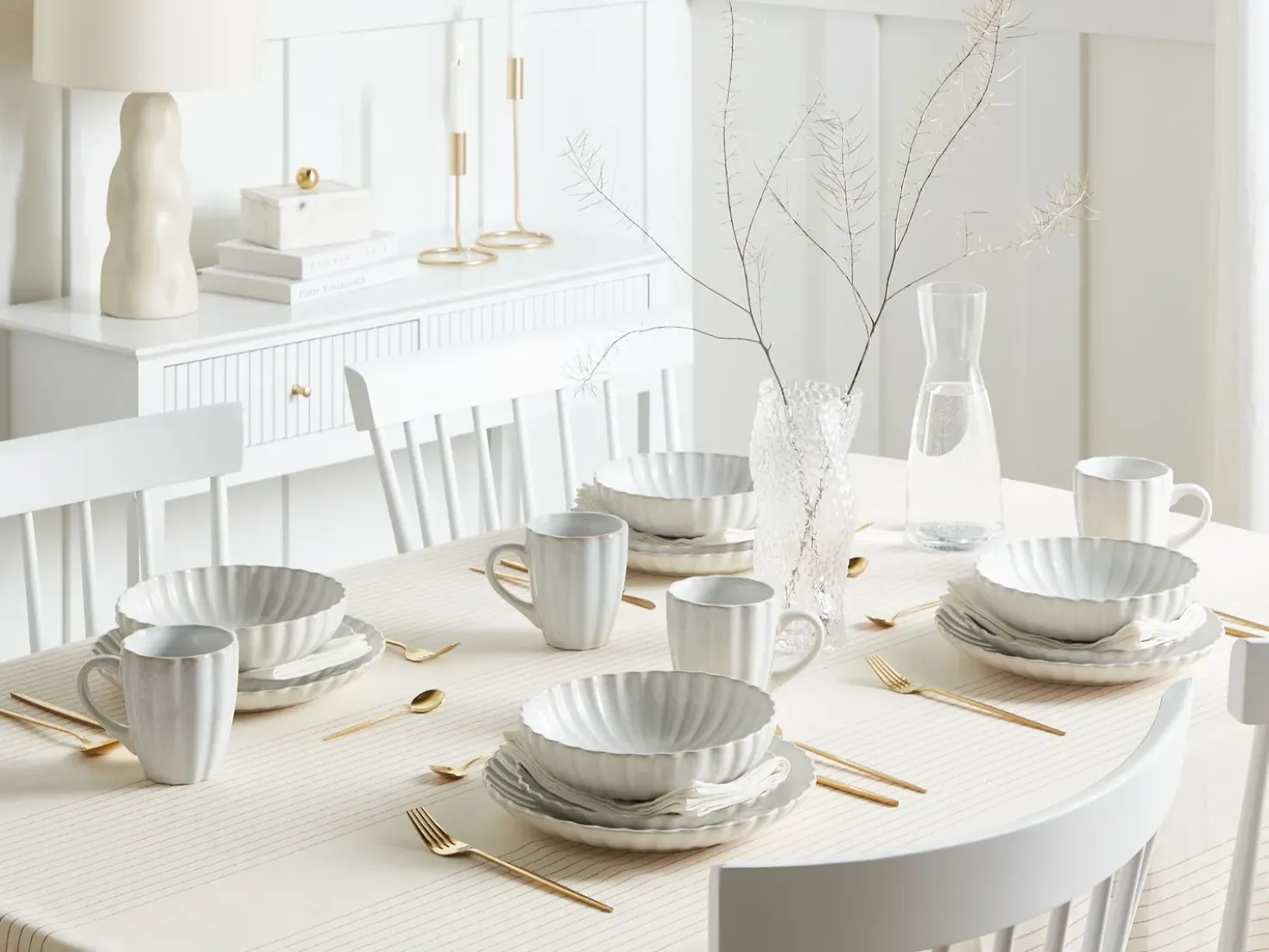 Set di 16 stoviglie NETTLE Gres porcellanato Bianco sporco