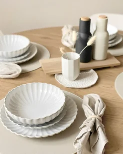 Set di 16 stoviglie NETTLE Gres porcellanato Bianco sporco