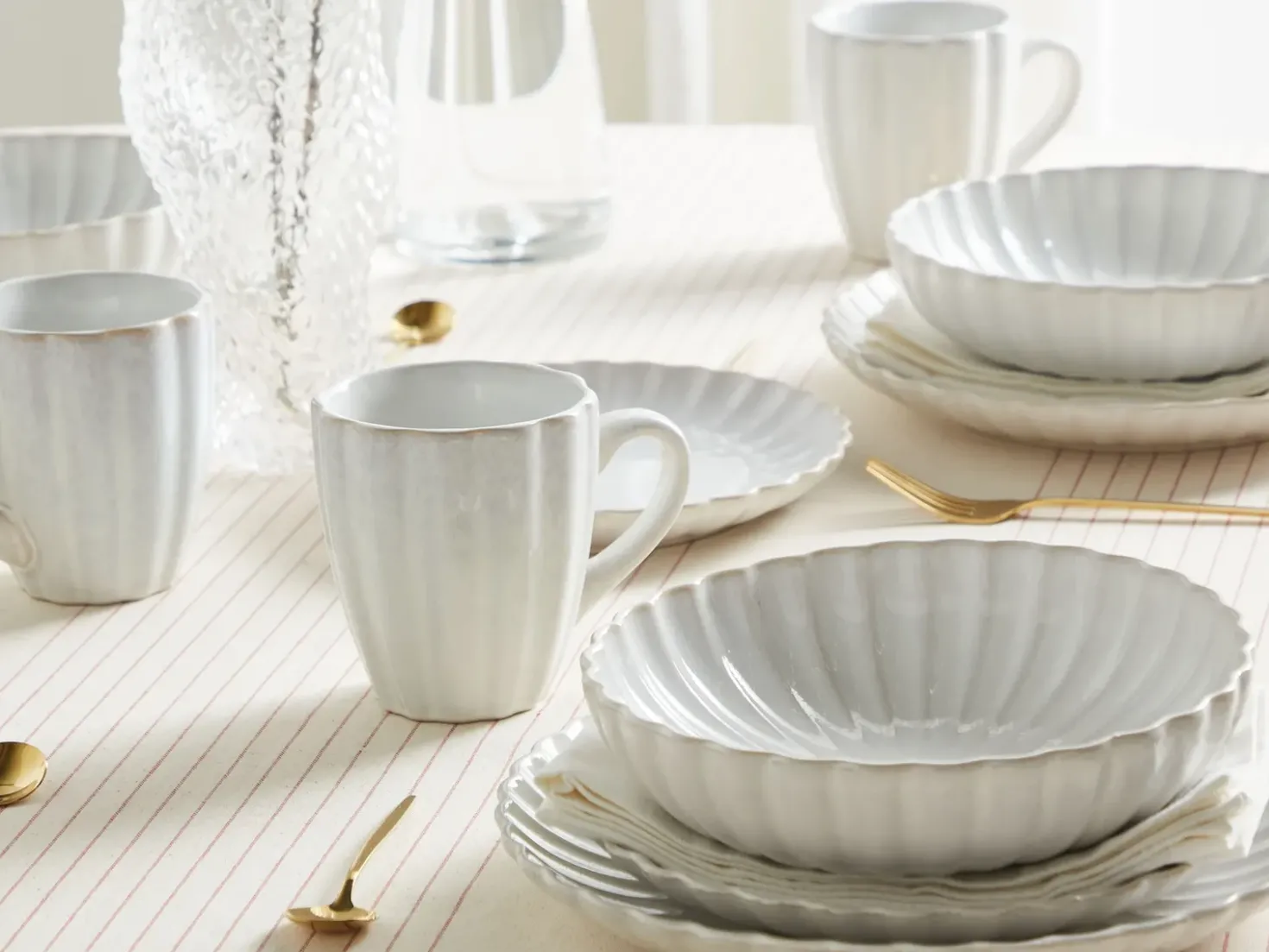 Set di 16 stoviglie NETTLE Gres porcellanato Bianco sporco