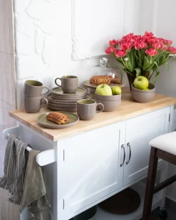 Set di 16 stoviglie NUTMEG Gres porcellanato Beige/Verde