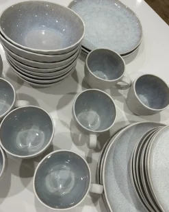Set di 16 stoviglie SESAME Gres porcellanato Grigio chiaro