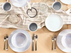 Set di 16 stoviglie SESAME Gres porcellanato Grigio chiaro