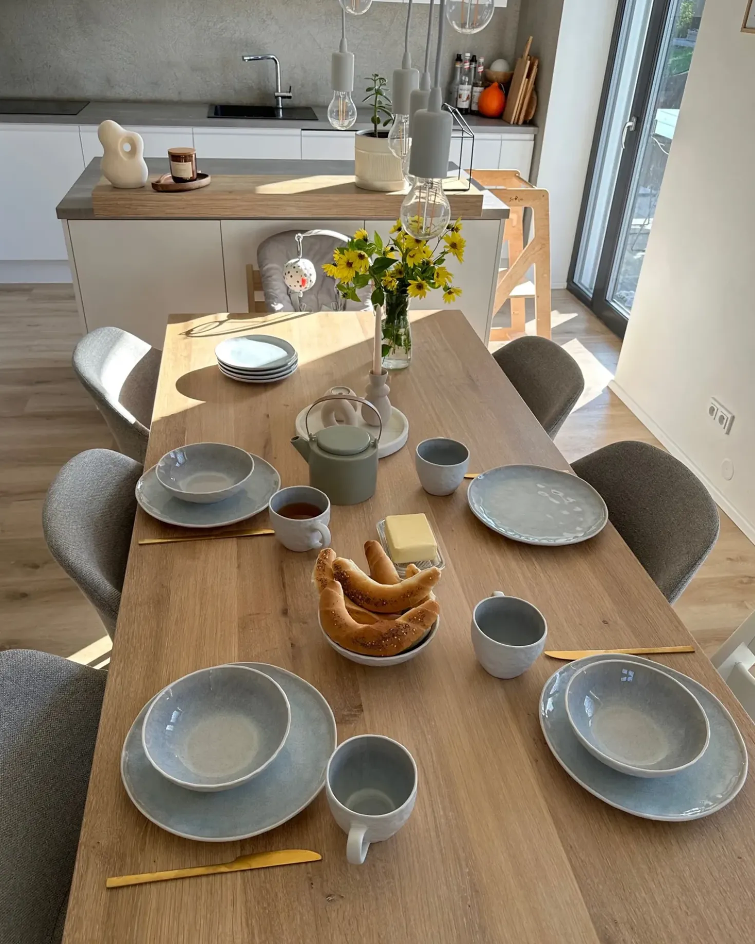 Set di 16 stoviglie SESAME Gres porcellanato Grigio chiaro