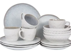 Set di 16 stoviglie SESAME Gres porcellanato Grigio chiaro