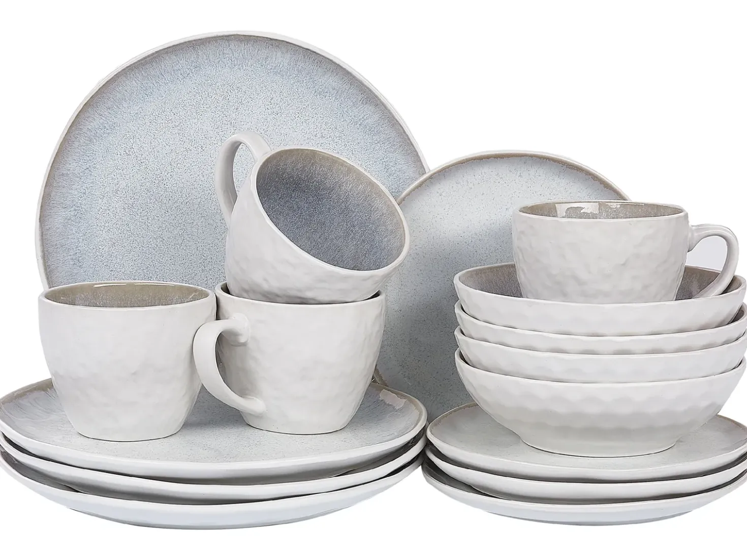 Set di 16 stoviglie SESAME Gres porcellanato Grigio chiaro