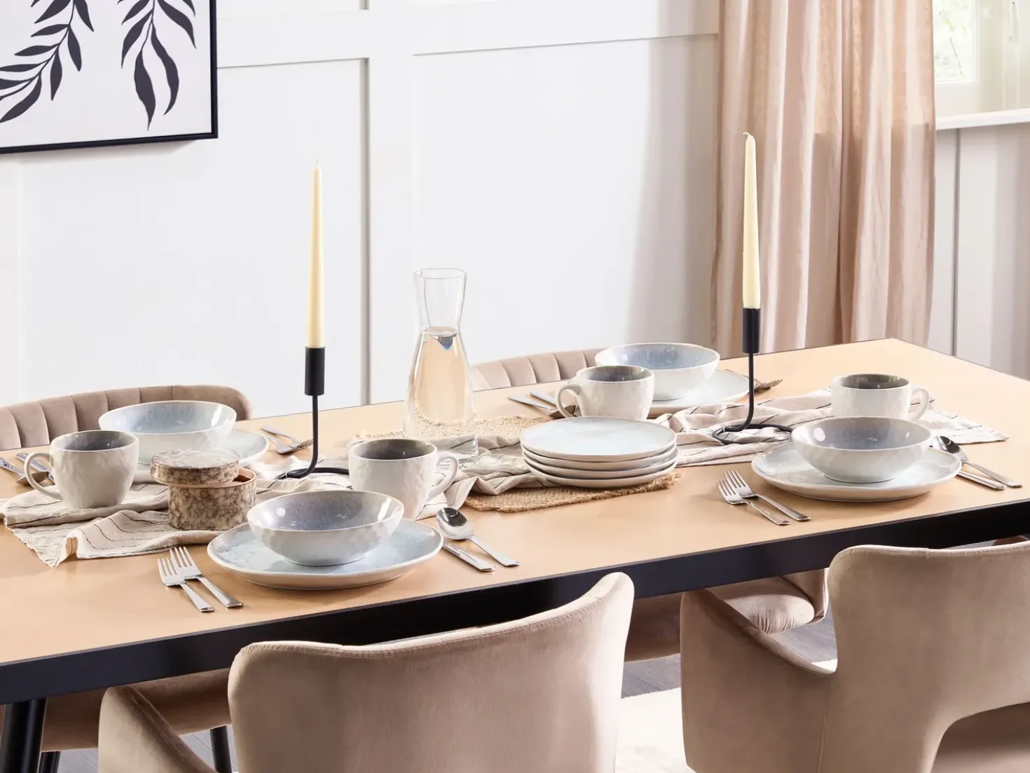 Set di 16 stoviglie SESAME Gres porcellanato Grigio chiaro